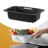 Maxbell Extendable Colander Strainer Sink Colander Strainer Basket for Fruits Dishes Black XL