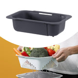 Maxbell Extendable Colander Strainer Sink Colander Strainer Basket for Fruits Dishes Dark Gray  XL