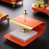 Maxbell Paper Napkin Holder Stainless Steel Memos Napkin Dispenser for Dinning Table brown red