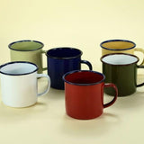 Maxbell 3x Enamel Coffee Cups Sturdy Portable Drinking Cups for Kitchen Home Desktop