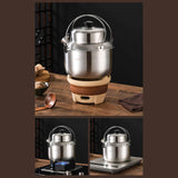 Maxbell Stew Cooker with Handle Stockpot Stovetop Pot for RV Travel Breakfast Fruits Silver