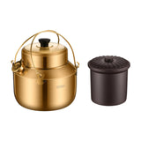 Maxbell Stew Cooker with Handle Stockpot Stovetop Pot for RV Travel Breakfast Fruits Gold