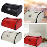 Maxbell Metal Bread Box Kitchen Counter Roll Top Bread Bin for Home Entrance Cookies Black