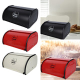 Maxbell Metal Bread Box Kitchen Counter Roll Top Bread Bin for Home Entrance Cookies Black