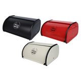 Maxbell Metal Bread Box Kitchen Counter Roll Top Bread Bin for Home Entrance Cookies Black