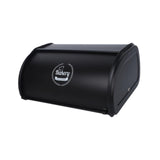 Maxbell Metal Bread Box Kitchen Counter Roll Top Bread Bin for Home Entrance Cookies Black