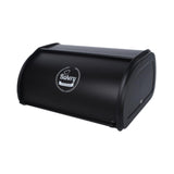 Maxbell Metal Bread Box Kitchen Counter Roll Top Bread Bin for Home Entrance Cookies Black