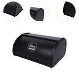 Maxbell Metal Bread Box Kitchen Counter Roll Top Bread Bin for Home Entrance Cookies Black