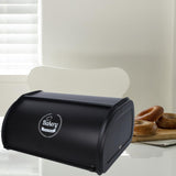 Maxbell Metal Bread Box Kitchen Counter Roll Top Bread Bin for Home Entrance Cookies Black