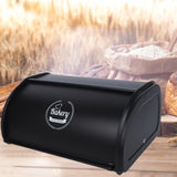 Maxbell Metal Bread Box Kitchen Counter Roll Top Bread Bin for Home Entrance Cookies Black