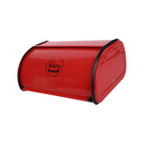 Maxbell Metal Bread Box Kitchen Counter Roll Top Bread Bin for Home Entrance Cookies Red