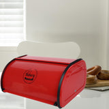 Maxbell Metal Bread Box Kitchen Counter Roll Top Bread Bin for Home Entrance Cookies Red