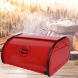 Maxbell Metal Bread Box Kitchen Counter Roll Top Bread Bin for Home Entrance Cookies Red