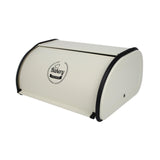 Maxbell Metal Bread Box Kitchen Counter Roll Top Bread Bin for Home Entrance Cookies White
