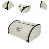 Maxbell Metal Bread Box Kitchen Counter Roll Top Bread Bin for Home Entrance Cookies White