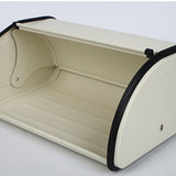 Maxbell Metal Bread Box Kitchen Counter Roll Top Bread Bin for Home Entrance Cookies White