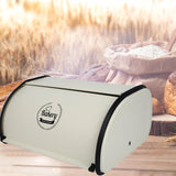 Maxbell Metal Bread Box Kitchen Counter Roll Top Bread Bin for Home Entrance Cookies White