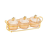 Maxbell Dried Fruit Tray Nut and Candy Serving Tray with Lid for Living Room 3 grids