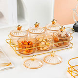Maxbell Dried Fruit Tray Nut and Candy Serving Tray with Lid for Living Room 3 grids