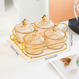 Maxbell Dried Fruit Tray Nut and Candy Serving Tray with Lid for Living Room 4 grids