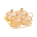 Maxbell Dried Fruit Tray Nut and Candy Serving Tray with Lid for Living Room 4 grids