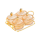 Maxbell Dried Fruit Tray Nut and Candy Serving Tray with Lid for Living Room 4 grids