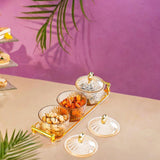 Maxbell Dried Fruit Snack Serving Plate Nut and Candy Serving Tray for Holiday Fruit 3 grid