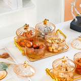 Maxbell Dried Fruit Snack Serving Plate Nut and Candy Serving Tray for Holiday Fruit 4 grid