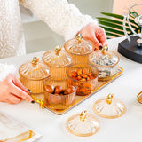 Maxbell Dried Fruit Snack Serving Plate Nut and Candy Serving Tray for Holiday Fruit 6 grid