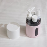 Maxbell 4 in 1 Travel Bottles Compact Travel Containers for Hair Conditioner Shampoo Round Pink