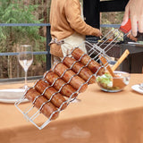 Maxbell Sausage Rack Grill Basket Grill Mesh Clip Holder for Grilling Fruits Seafood