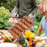 Maxbell Sausage Rack Grill Basket Grill Mesh Clip Holder for Grilling Fruits Seafood