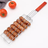 Maxbell Sausage Rack Grill Basket Grill Mesh Clip Holder for Grilling Fruits Seafood