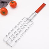 Maxbell Sausage Rack Grill Basket Grill Mesh Clip Holder for Grilling Fruits Seafood