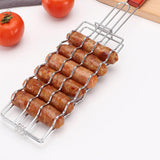 Maxbell Sausage Rack Grill Basket Grill Mesh Clip Holder for Grilling Fruits Seafood