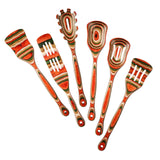 Maxbell 6Pcs Kitchen Utensils Set Comfortable Grip Serving Wooden Spoons for Cooking