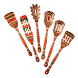 Maxbell 6Pcs Kitchen Utensils Set Comfortable Grip Serving Wooden Spoons for Cooking