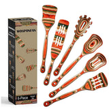 Maxbell 6Pcs Kitchen Utensils Set Comfortable Grip Serving Wooden Spoons for Cooking