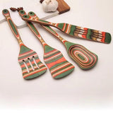 Maxbell 6Pcs Kitchen Utensils Set Comfortable Grip Serving Wooden Spoons for Cooking