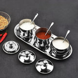 Maxbell Divided Condiment Seasoning Jar Snacks Dish for Cafe Bar Kitchen Dining Room Style A