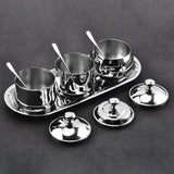 Maxbell Divided Condiment Seasoning Jar Snacks Dish for Cafe Bar Kitchen Dining Room Style A