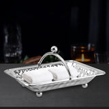 Maxbell Metal Vanity Tray Lightweight Towel Tray for Dinning Table Home Use Bathroom Silver