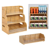 Maxbell Bamboo Tea Bag Organizer Practical Storage Holder for Cabinet Kitchen Office 1 Layer