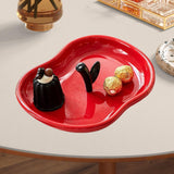 Maxbell Countertop Fruit Bowl Decorative Fruit Serving Plate for Coffee Table Buffet Red