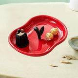 Maxbell Countertop Fruit Bowl Decorative Fruit Serving Plate for Coffee Table Buffet Red