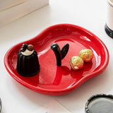 Maxbell Countertop Fruit Bowl Decorative Fruit Serving Plate for Coffee Table Buffet Red