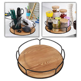 Maxbell Wooden Turntable Tray Rotating Versatile for Kitchen Countertop Refrigerator 9 Inch