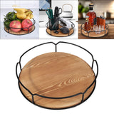 Maxbell Wooden Turntable Tray Rotating Versatile for Kitchen Countertop Refrigerator 9 Inch
