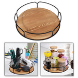 Maxbell Wooden Turntable Tray Rotating Versatile for Kitchen Countertop Refrigerator 10 Inch