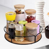 Maxbell Wooden Turntable Tray Rotating Versatile for Kitchen Countertop Refrigerator 11 Inch